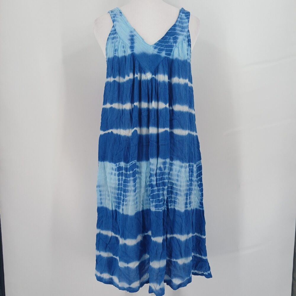 womans In Gear Blue Tie Dye Sleeveless tank top style Sundress one size medium